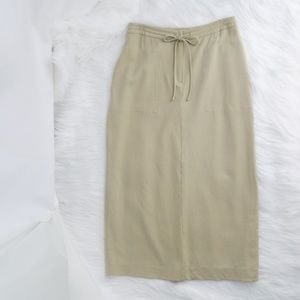 Tahari Taupe Long Skirt Sz 6 Pockets Rayon Wool